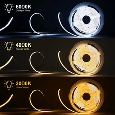 12V/24V COB LED Strip Light 320LED High Density Flexible Warm Natural Cold White