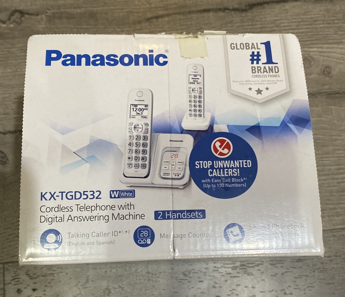 Panasonic KXTGD532W Cordless Phone w/Answering Machine 2 Handsets