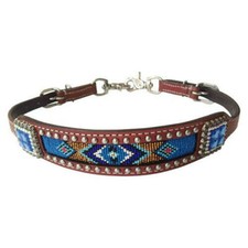 WITHER STRAP Beaded NAVAJO Design Conchos Showman Medium Leather Adjusts 23"-29"