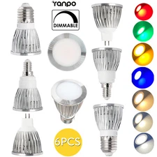 6Pcs Led Cob Spotlight 6W 9W 12W Gu10 Dimmable Led Bulbs Green Purple 120° Beam