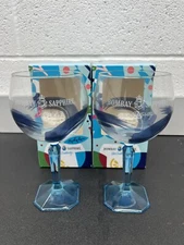 2 x Bombay Sapphire Balloon Glasses  Blue Swirl Boxed Gin Glass FREE SHIPPING