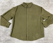 Croft and Barrow Shirt Mens Extra Large Green Long Sleeves Ribbed Casual