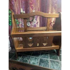 Vintage MCM Wooden Tulip Cut Out Magazine Rack 