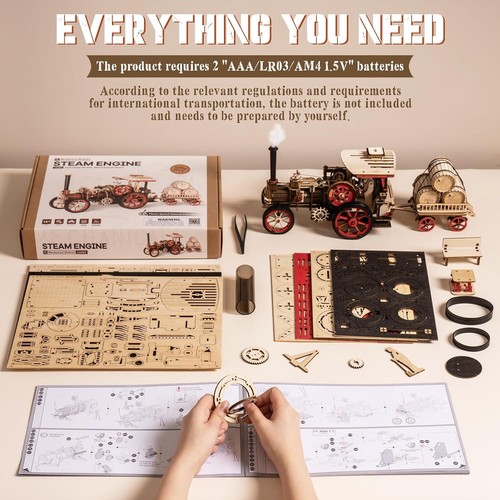 ROKR Wood Mechanical Car Model 3D Puzzle Self Assembly Kit Gear Building Toys - Picture 55 of 72