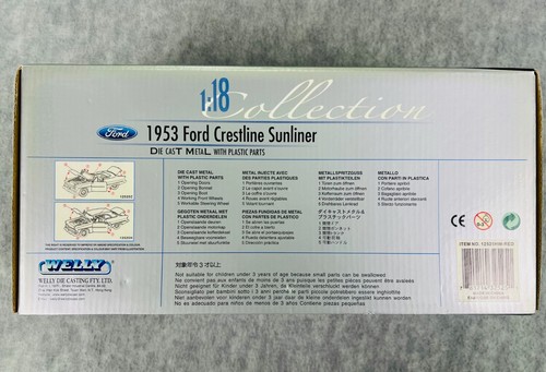 🇺🇸🇺🇸Welly 1:18 Scale Diecast 1953 Ford Crestline Sunliner Red🇺🇸🇺🇸 - Picture 5 of 6