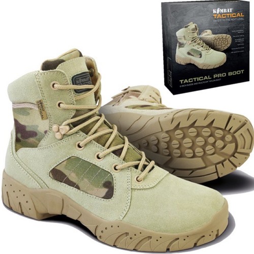 ARMY 6" TACTICAL PRO BOOTS SIDE ZIP MENS UK 6-12 MTP CAMOUFLAGE BIKER FOOTWEAR - Afbeelding 1 van 5