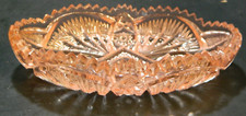 Vintage Sawtooth Oval Pink Depression Glass Candy Dish 1.5"x7.38"x4.25" Excell