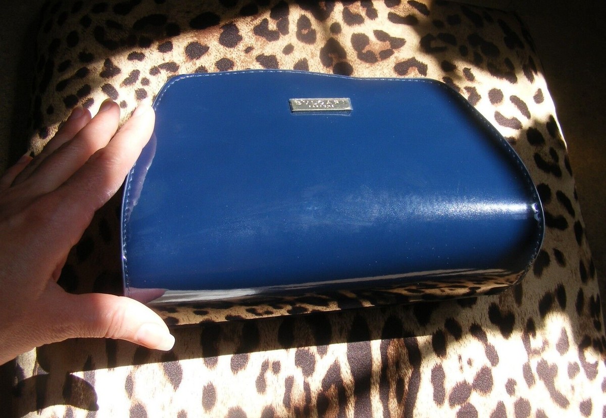 BVLGARI Navy Blue Patent leather Cosmetic Makeup Bag New | eBay