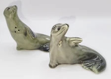 Vtg 1950s MCM Lipper & Mann Ceramic Seal Salt & Pepper Shakers Set HTF EUC