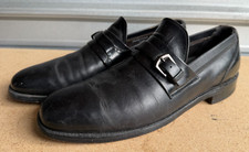 VTG Mens Sz 9 B ET Wright Black Shoes Monk Strap Dress Loafers