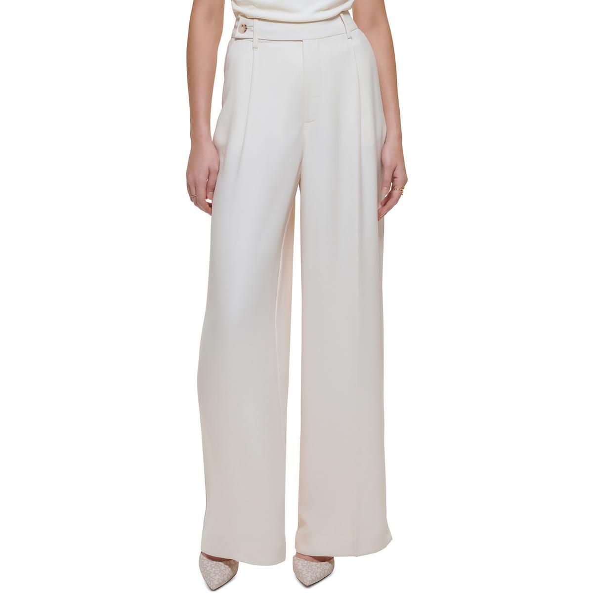 Женские широкие брюки в складку цвета слоновой кости DKNY 8 BHFO 5604