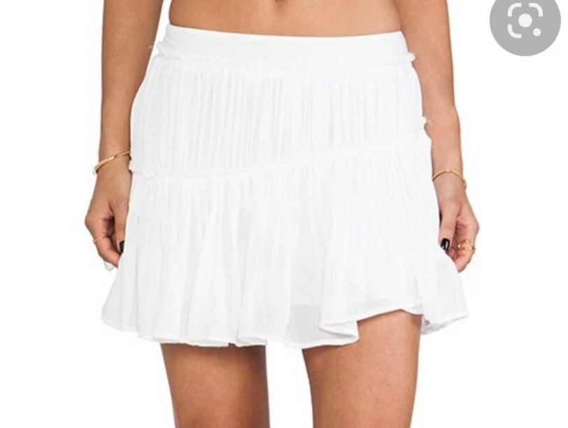 White ruffle flare clearance skirt