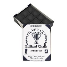 SILVER CUP Billiard CHALK - ONE DOZEN Black