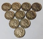 10 coins 1938 D Buffalo Nickels Full Date Lot 1