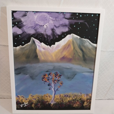 #ad Psychedelic quot;Magic Moonquot; By Edwin John Oil Painting Black Canvas Framed 2026 $90.14