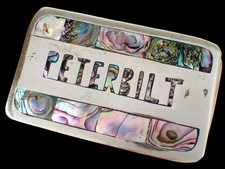 ESTATE Vtg MEXICO Abalone PETERBILT Inlay American Trucks 3.75" Belt Buckle