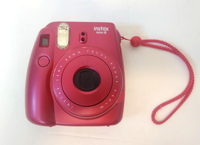 Fuji Instax Mini 8 Instant Film Camera Pomegranate Red or Pink - Works - Tested