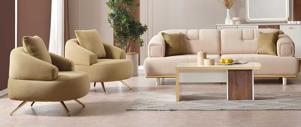 Modernes MöBelset Mit Sofa Und 2 Sesseln FüR Das Wohnzimmer-image