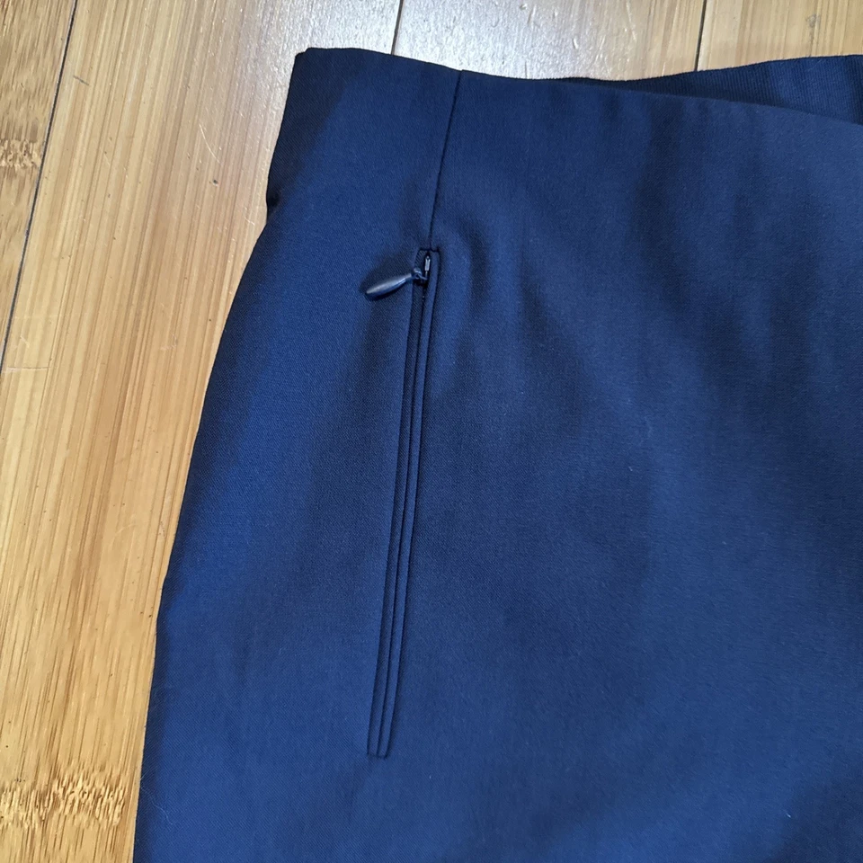 Pantalones de vestir Elie Tahari para mujer azul marino talla 8 bolsillos con cremallera minimalista Foto 4 de 4