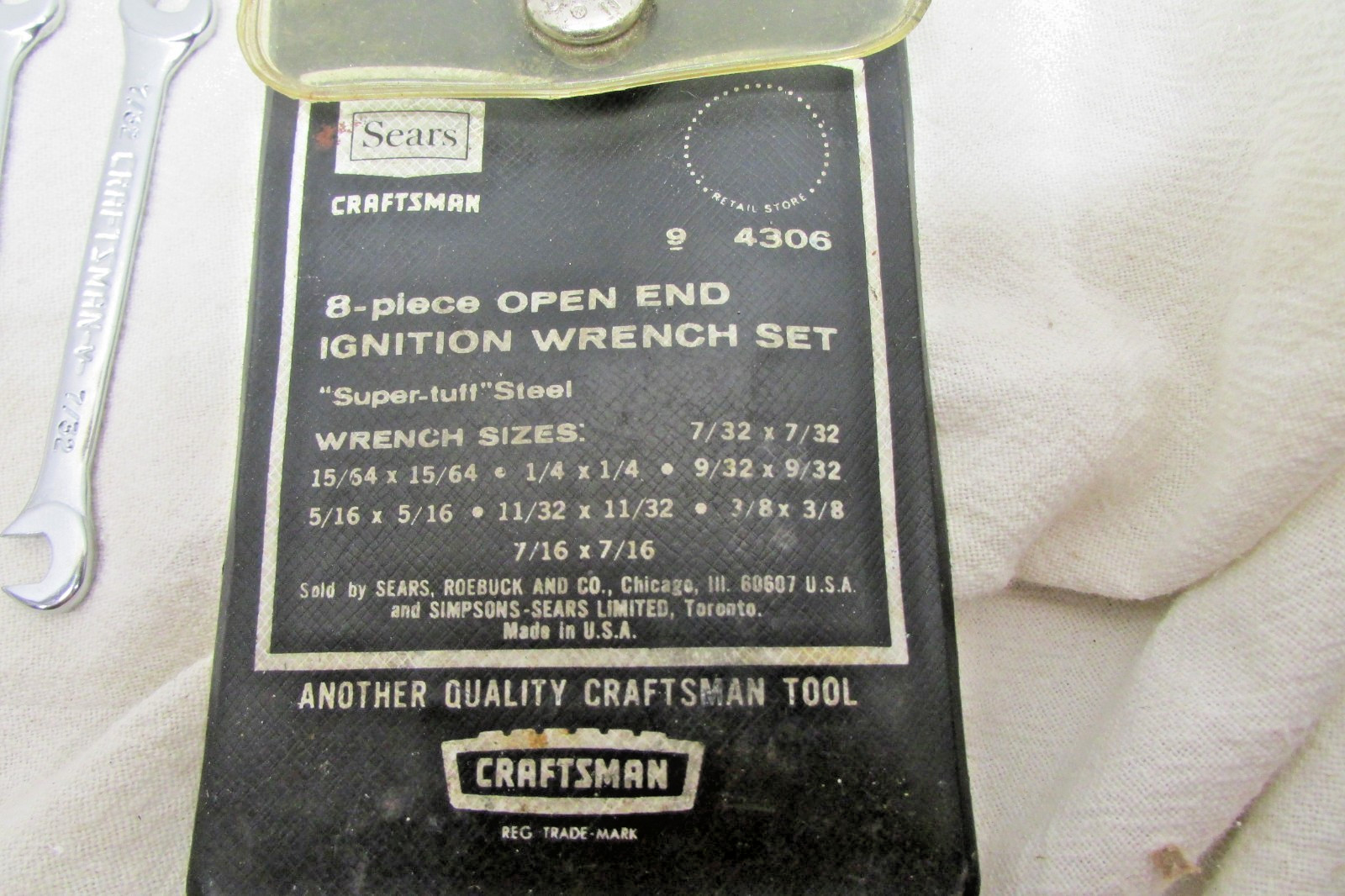 Sears Craftsman No. 4306 USA 8 Piece Ignition Wrench  Set