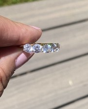 Gold Vermeil Sterling Five Stone Cubic Zirconia Ring