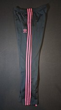 Vintage Adidas Women's Track Pants, size S, straight cut, Grey w/ Pink Stripes