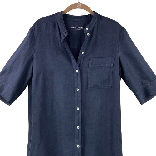 Marc O’Polo 100% Linen Shirt Dress Size 4 Navy Classic - Picture 2 of 7