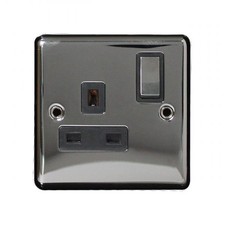 Black Nickel Switched Socket 13A | 1 Gang Double Pole | Screwed Faceplate Modern