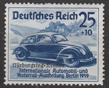 Stamp Germany Mi 697 Sc B143 Auto Exposition Berlin Benz 1939 WW2 Overprint MH