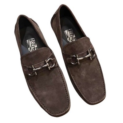 Salvatore Ferragamo Brown Suede Gancini Bit Slip-On Loafers Salvatore Ferragamo Grandioso Gancini Bit Loafers Brown  main image 3