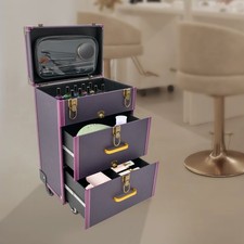 Portable Makeup Train Case Professional Cosmetic Trolley Travel Vanity Organizer