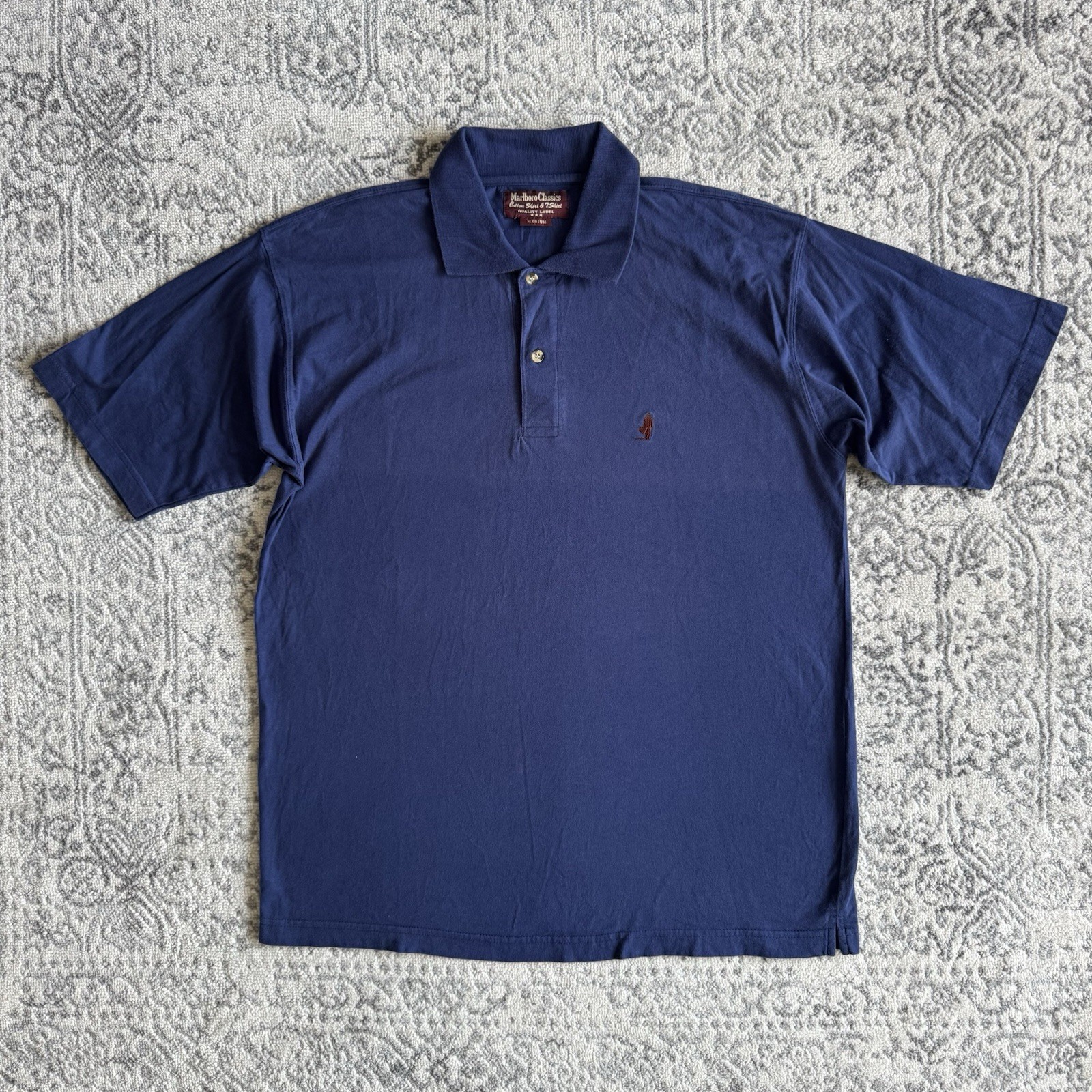 Vintage 90s Marlboro Classics Embroidered Logo Polo Shirt- MEDIUM