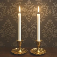 Vintage Brass Candlestick Holders Petite Flower Base Pair 2" Timeless Decor