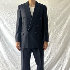 mens vintage 80s jaeger black double breasted wool suit large