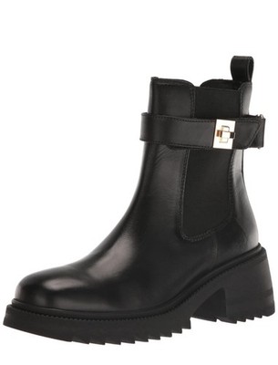 Steve Madden Gates Ankle Boots Black Leather Women s Size 10 Chunky Heels 2.5 