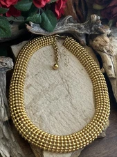 6. Vintage NAPIER Runway Gold Tone 18mm Wide Collar Necklace 18 1/2"+, 88.8g