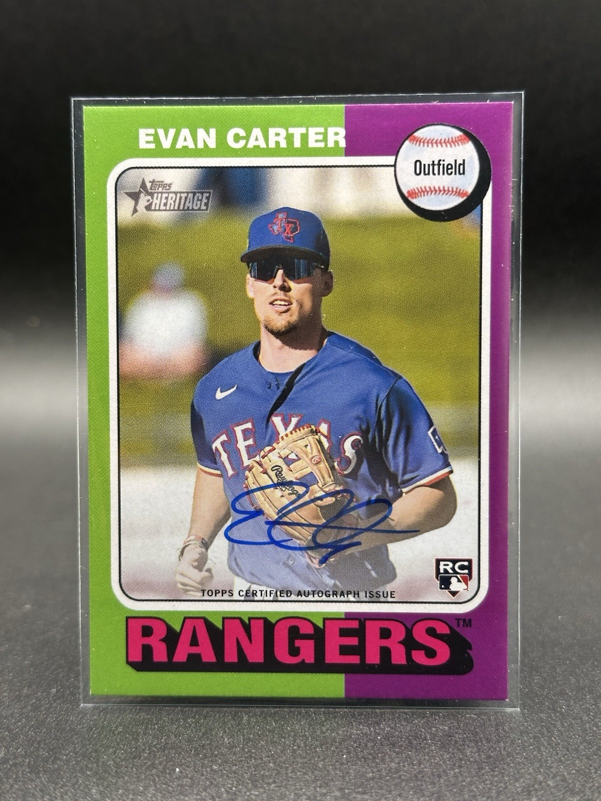 2024 Topps Heritage Evan Carter #RROA-EC Rookie REVERSE Real One Auto Texas RARE