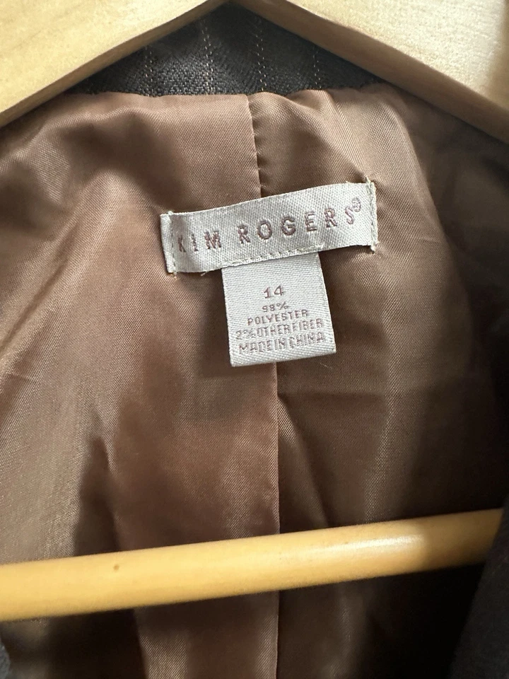 Traje Pantalón Mujer Kim Rogers Talla 14 Marrón Pin Rayas Foto 3 de 4