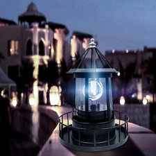 LED Solar Powered Lighthouse 360° Rotating Outdoor  House For Garden