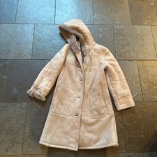 Vintage 1970S Gray Hooded Suede Coat With Faux Fur Lining Medium