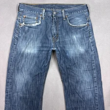 Levis Jeans Mens 32x30 Blue 569 Loose Faded Denim Pant Workwear Thrashed Destroy