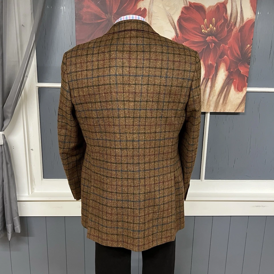 Paul Fredrick Tweed Blazer Mens 42L Long Classic Fit Wool Brown/Red/Navy/Black - Image 3 of 4