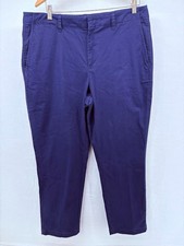 Land's End Navy Blue Chino Pants Women's Size 16 Flat Front