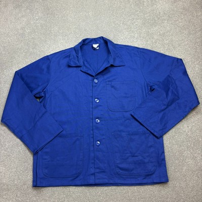 French Jacket Adult Large Blue VTG Chore Workwear Utility Canvas Outdoor Men
