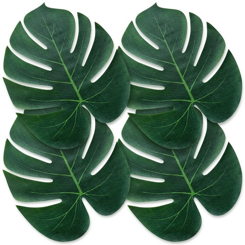 ATFL Artificial Palm Leaves,50 Pcs Big Leaf Placemat, Green Palm Leaves Party...