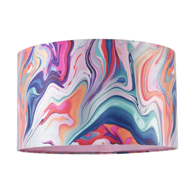 Moderner schicker Lampenschirm aus Satinstoff mit Farbmix Marmor Design von Happy Ho...