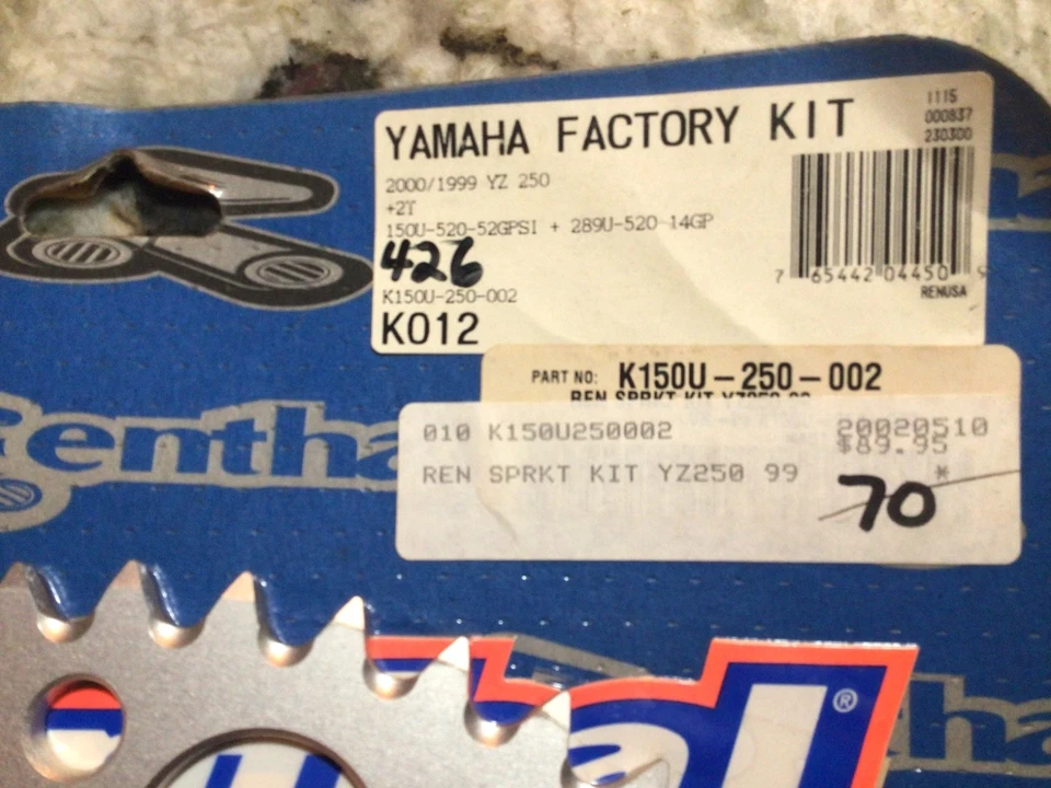 Kit de piñón Renthal, Yamaha YZ250, K150U-250-002, NOS Foto 2 de 2