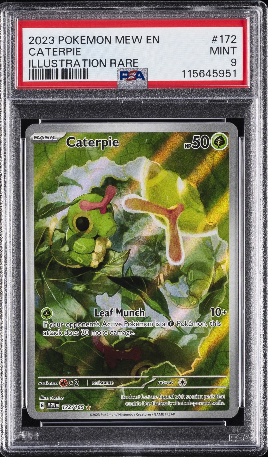 2023 POKEMON MEW EN-151 ILLUSTRATION RARE #172 CATERPIE PSA 9