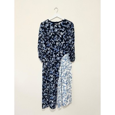 Marella Max Mara Midikleid Gr. UK 12 blau weiß Blumen Anlass Hochzeit