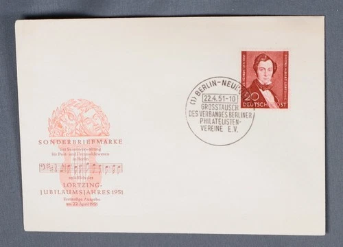 MayfairStamps Germany FDC 1951 Lortzing Music First Day Cover aaw_72473
